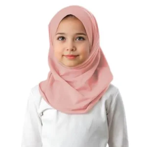 Al Amira Hijab Girls-Plain Jersey Cotton BIDOON ESSMA – Pink (AGE 2-10)