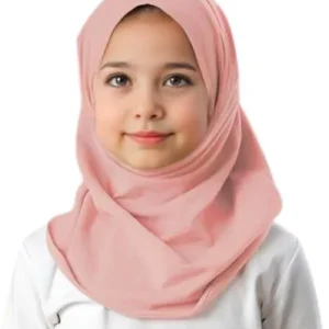 Al Amira Hijab Girls-Plain Jersey Cotton BIDOON ESSMA – Pink (AGE 2-10)