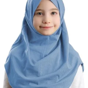 Al Amira Hijab Girls Maxi-Plain Jersey Cotton BIDOON ESSMA – Sky Blue Age 2-10