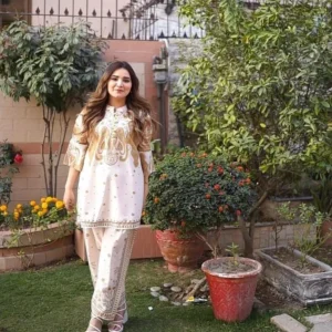 2 Pcs Women’s Stitched Swiss Lawn Printed Shirt And Trouser