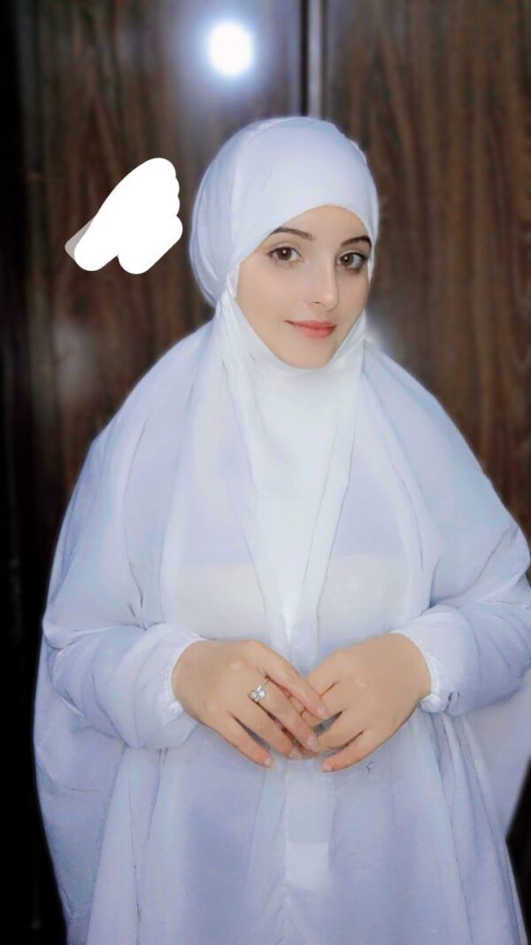 Stylish White Khimar - 1 Pc Lawn Plain Design