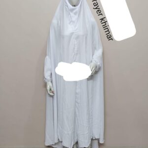 Stylish White Khimar – 1 Pc Lawn Plain Design