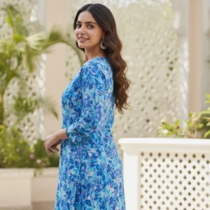 Stylish Women’s Stitched Printed Crystal Wool Shirt and Trouser Set – 2 Pcs