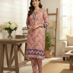 Stylish Printed Crystal Wool Shirt and Trouser Set – 2 Pcs