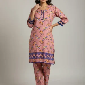 Stylish Printed Crystal Wool Shirt and Trouser Set – 2 Pcs
