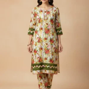Stylish Women’s Stitched Printed Shirt and Trouser Set – 2 Pcs in Crystal Wool