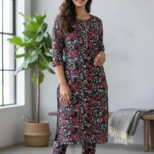 Stylish Women’s Stitched Printed Shirt And Trouser Set – 2 Pcs in Crystal Wool