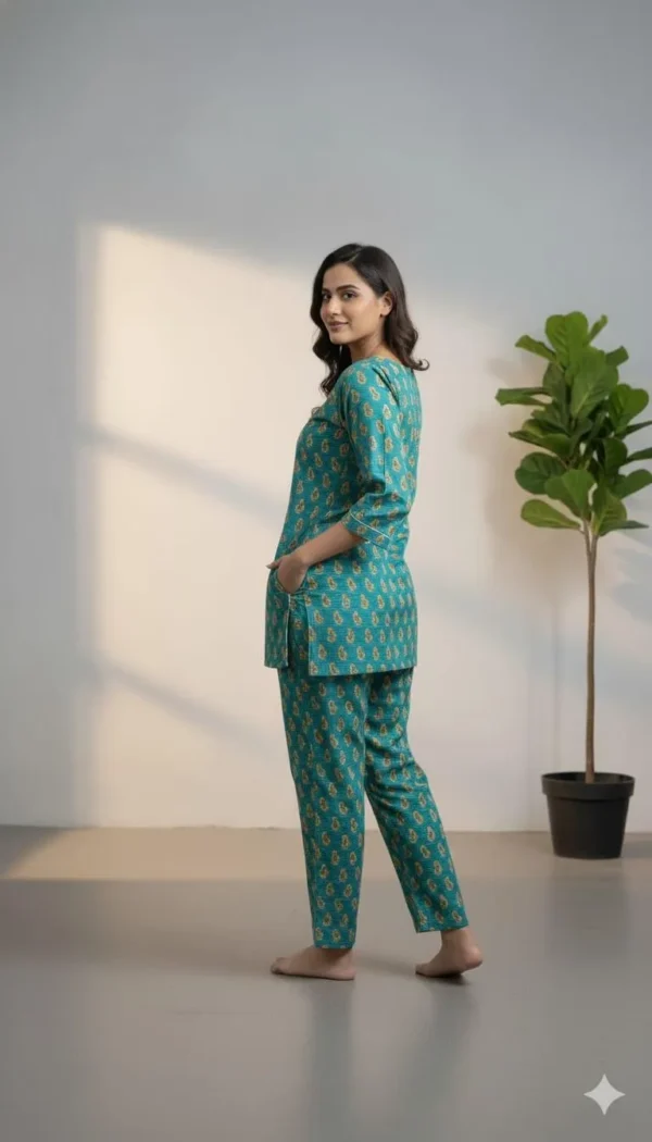 Stylish Printed Crystal Wool Shirt and Trouser Set - 2 Pcs