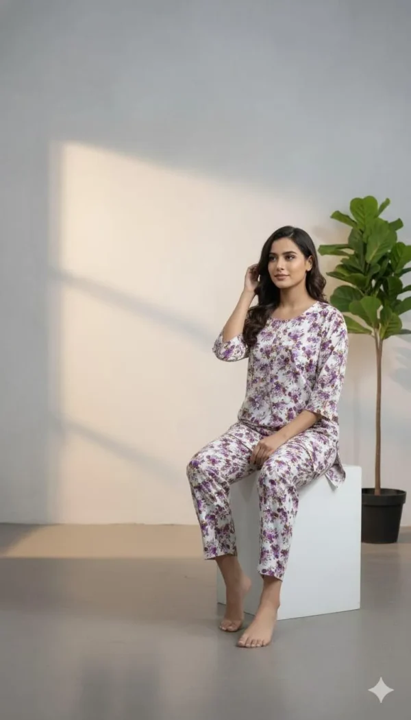 Stylish Printed Shirt And Trouser Set - 2 Pcs, Made of Crystal Wool