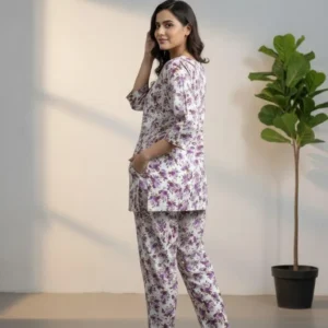 Stylish Printed Shirt And Trouser Set – 2 Pcs, Made of Crystal Wool