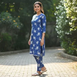 Stylish Printed Crystal Wool Shirt And Trouser Set – 2 Pcs