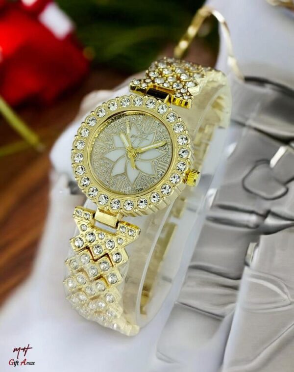 Women's Golden Beads Chain Strap Watch