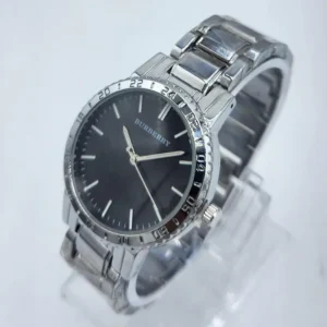 Women’s Elegant Burberry Stainless Steel Black Dial Watch