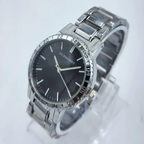 Women's Elegant Burberry Stainless Steel Black Dial Watch