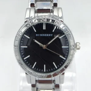 Women’s Elegant Burberry Stainless Steel Black Dial Watch