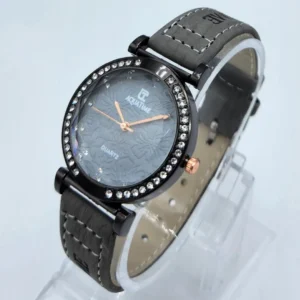 Women’s Elegant Grey & Crystal Quartz Watch – AQUATIME