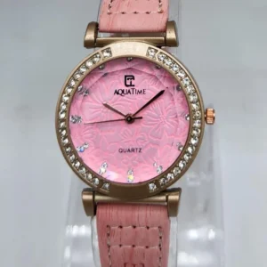 Women’s Elegant Pink & Crystal Quartz Watch for Women – AQUATIME