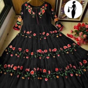 1 Pc Women’s Stitched Chiffon Embroidered Maxi