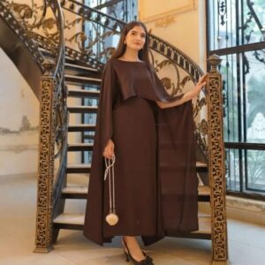 Stylish Women’s Stitched Maxi Set with Cap Shawl – 2 Pcs