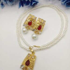 2 Layered Gold Plated Gemstone Artificial Set