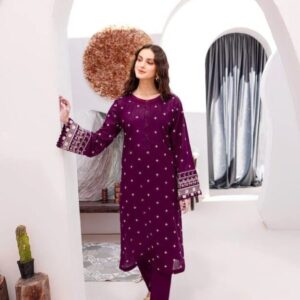 2 Pcs Women’s Unstitched Embroidered Suit