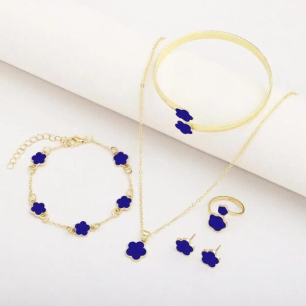 Flower Design Resin Plating Resin Necklace And Bracelet Set