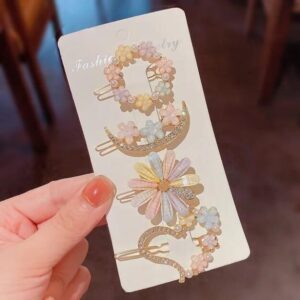 Flower Design Gold Plated Artificial Stones Hair Pin
