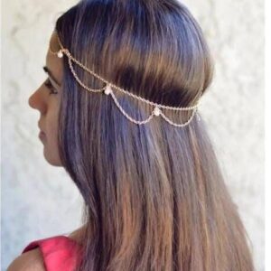 1 Pc Alloy Fashion Pearl Head Hair Chain