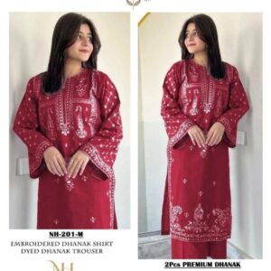 2 Pcs Women’s Unstitched Embroidered Suit