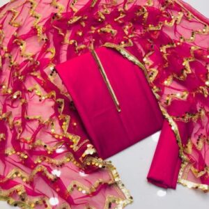 Women’s Unstitched Silk Plain Fancy Dress