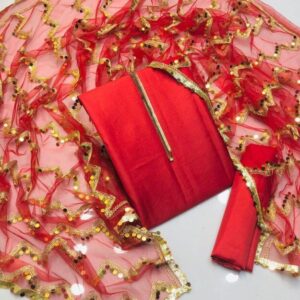 Women’s Unstitched Silk Plain Fancy Dress