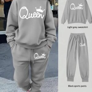 2 Pcs Women’s Stitched Polyester Fleece Printed Tracksuit
