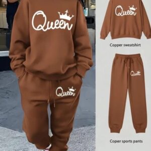 2 Pcs Women’s Stitched Polyester Fleece Printed Tracksuit