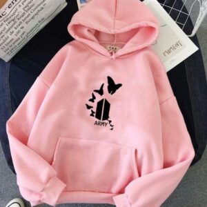 1 Pc Women’s Stitched Fleece Printed Pullover Hoodie