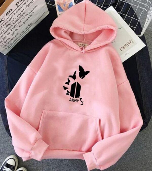 1 Pc Women's Stitched Fleece Printed Pullover Hoodie