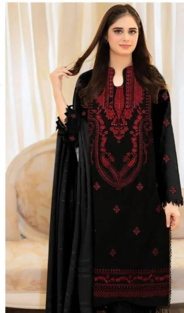 3 Pcs Women's Unstitched Embroidered Suit