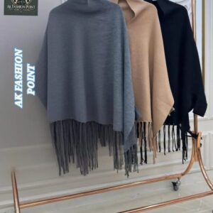 Women’s Fleece Plain Poncho Cape Shawl