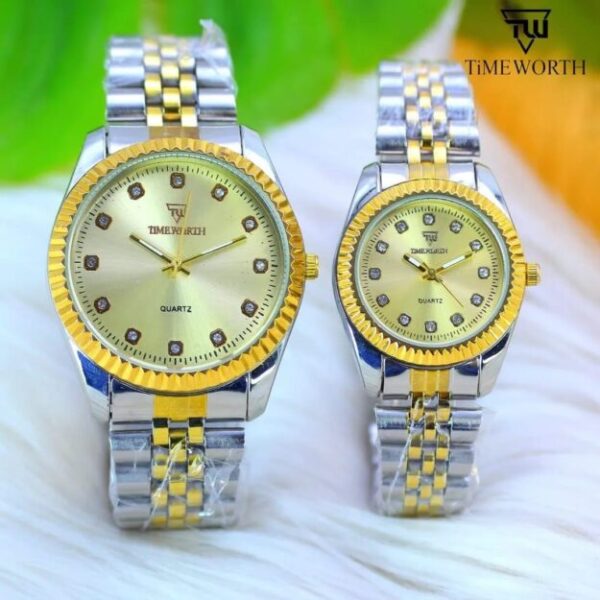 Couple Watches Set - 2 Pcs Unisex Stainless Steel Quartz Timepieces