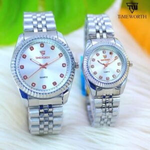 Elegant Round Quartz Couple Watches – 2 Pcs for Women & Unisex