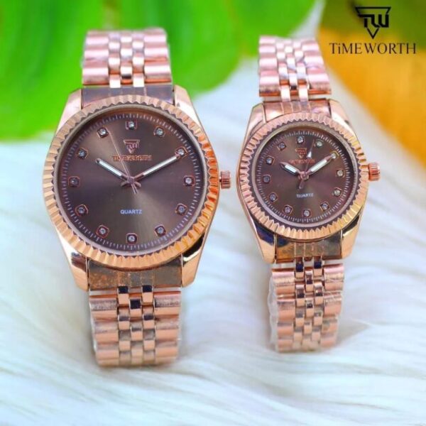 Chic Unisex Couple Watches - 2 Pcs Battery Operated Water Resistant Stainless Steel Timepieces
