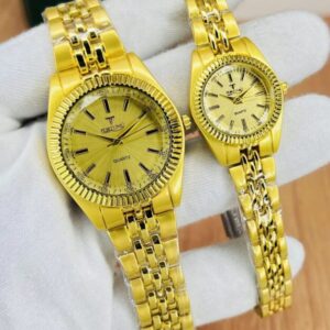 Elegant Unisex Couple Watches – 2 Pcs Quartz Movement, Water Resistant Design