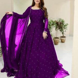 3 Pcs Women’s Stitched Chiffon Patch Work Maxi Suit