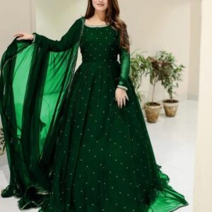 3 Pcs Women’s Stitched Chiffon Patch Work Maxi Suit