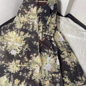 Stunning Black Printed Chiffon Maxi with Dupatta – 2 Pcs Set