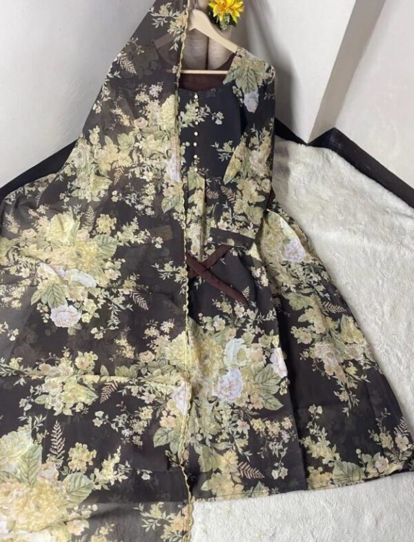 Stunning Black Printed Chiffon Maxi with Dupatta - 2 Pcs Set