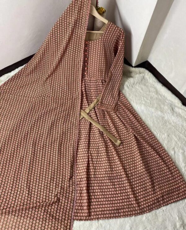 Stylish Red Printed Chiffon Maxi Set - 2 Pcs