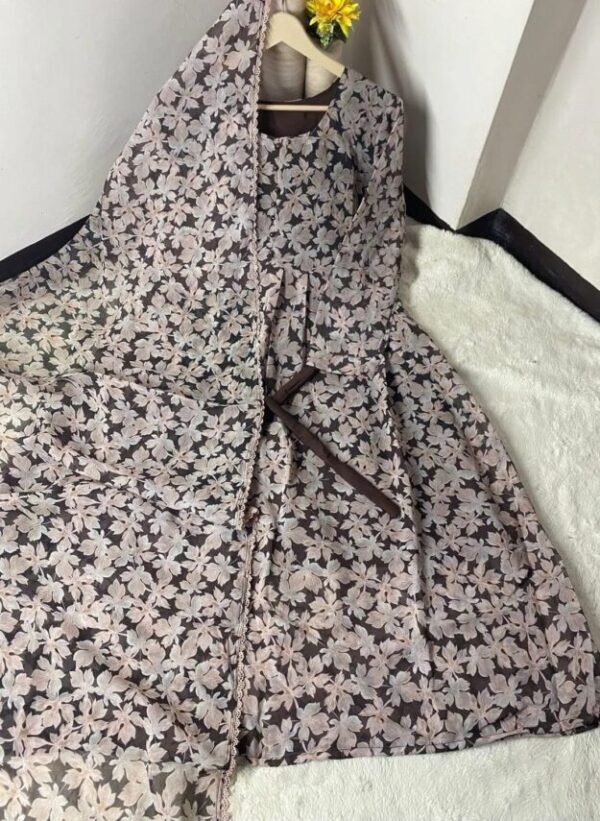 Stylish Women's Printed Chiffon Maxi with Dupatta - 2 Pcs