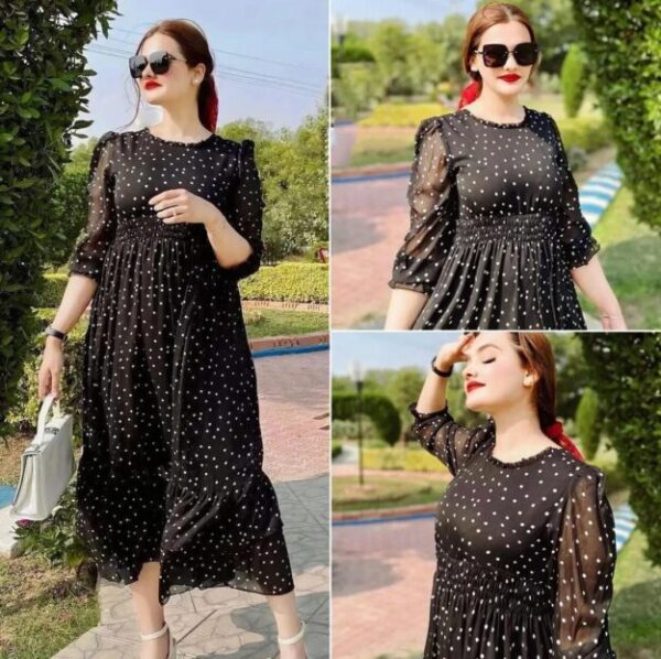 1 Pc Women's Stitched Chiffon Printed Maxi