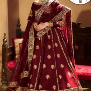 Stunning Embroidered Silk Lehenga Choli Set – 4 Pcs in Red