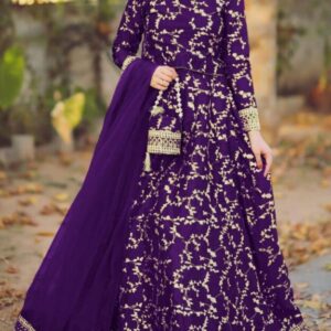 Stunning Purple Silk Embroidered Lehenga Set – 4 Pcs